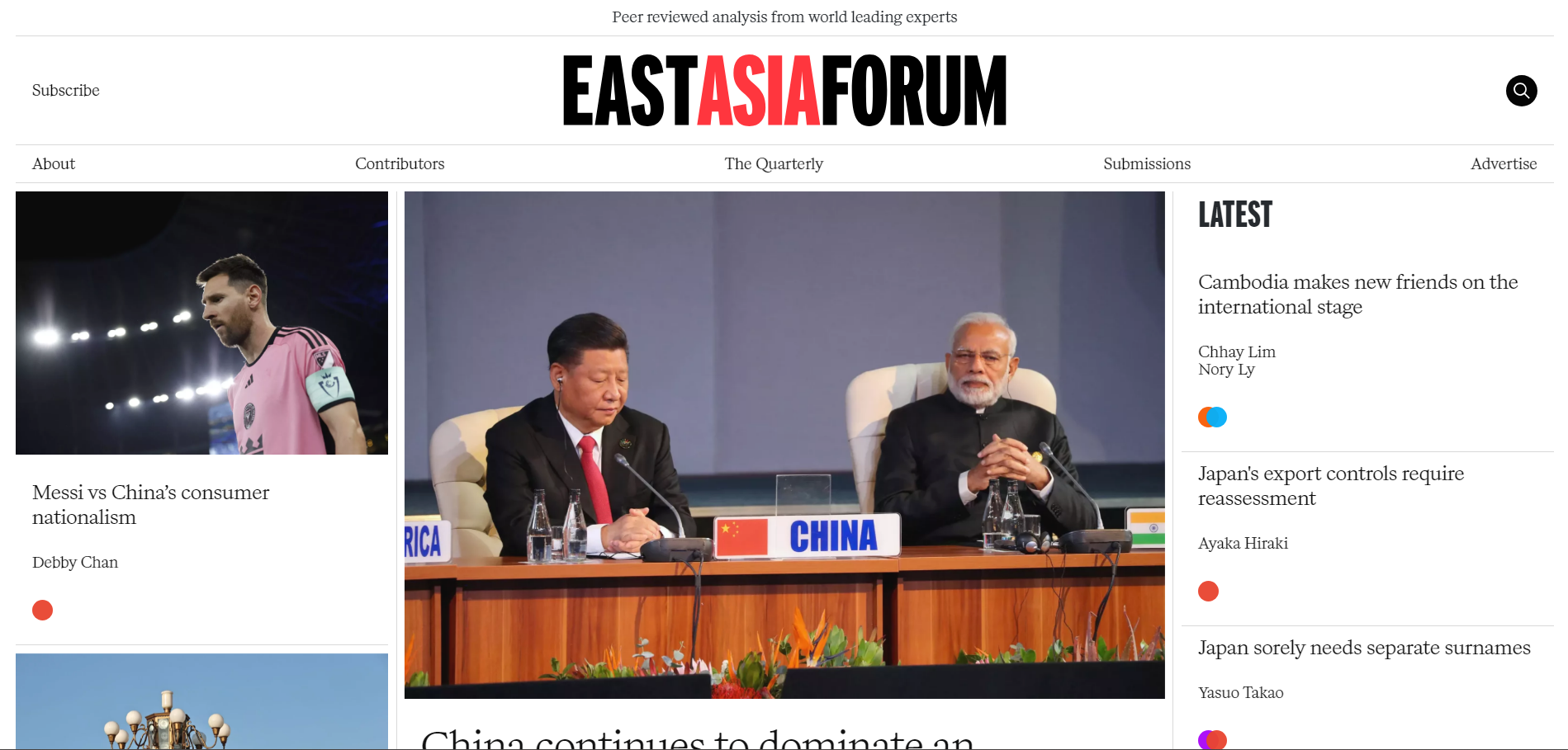 East Asia Forum: News site where every published article gets a permanent academic ID sent to CrossRef automatically, so researchers can cite it reliably