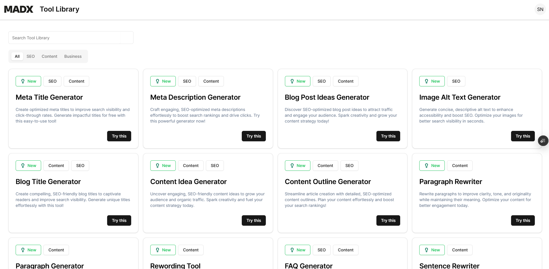 MADX Digital Internal Application: Internal app that lets agency teams spin up small AI-powered tools without starting a new project each time